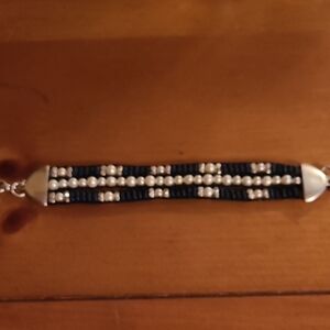 Elegant Black and Silver Beaded Bracelet